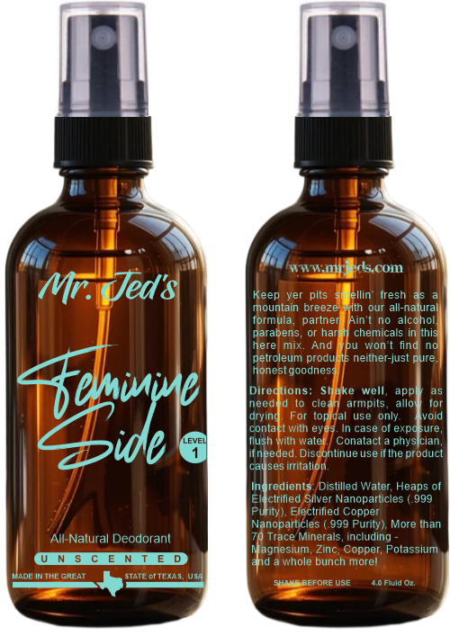 Mr. Jed's Feminine Side Deodorant 4 oz. bottle